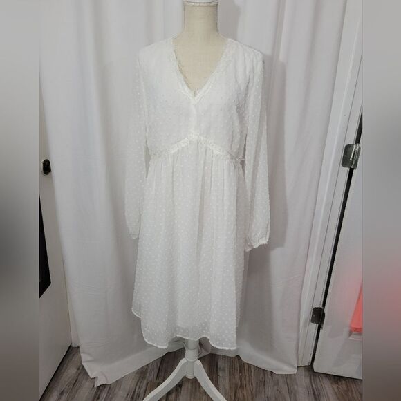 JASAMBAC Women's Swiss Dot long sleeve maternity Dress - Picture 14 of 14